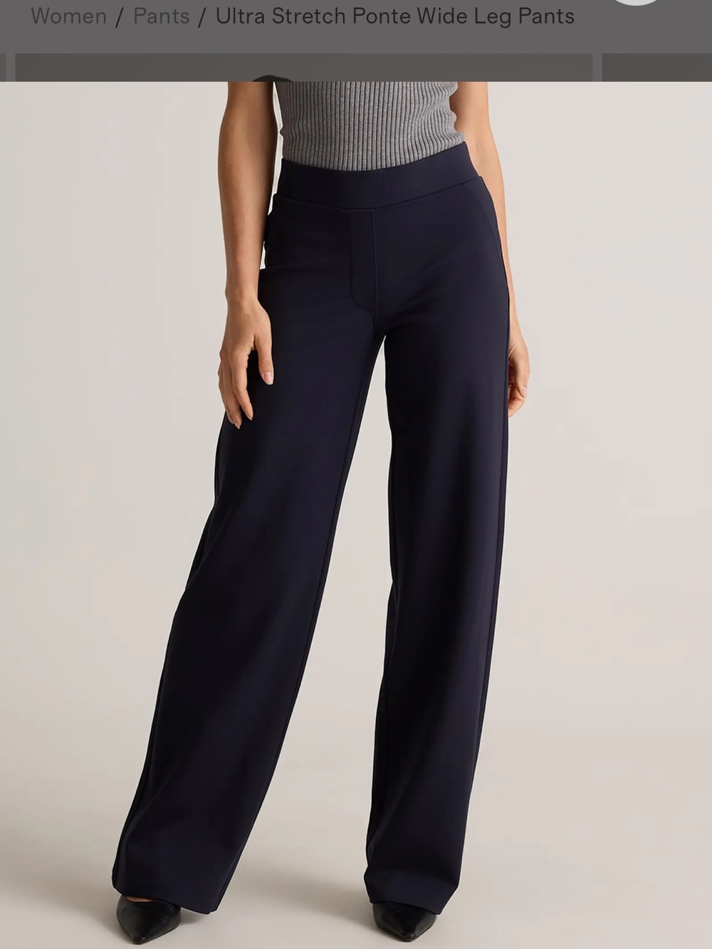 Quince Ultra Stretch Ponte Wide Leg Pants - Navy